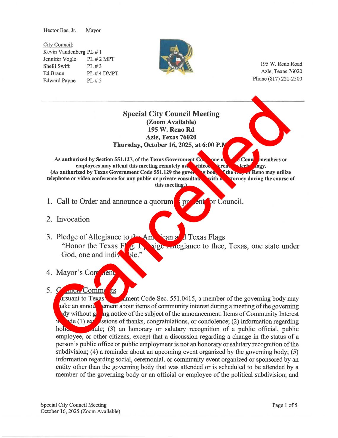 Reno council meeting twice canceled Reno council meeting twice canceled